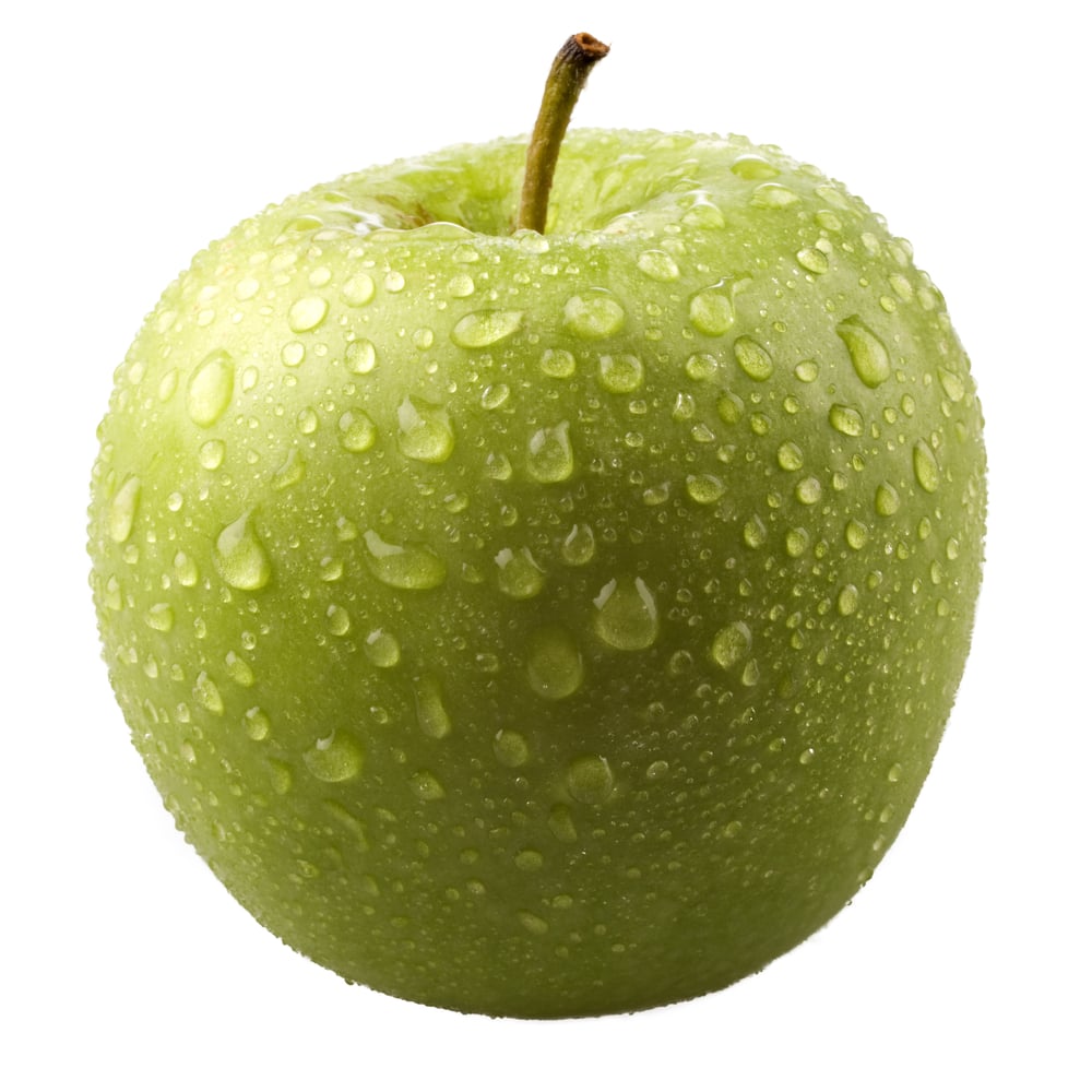 Green apple on white background