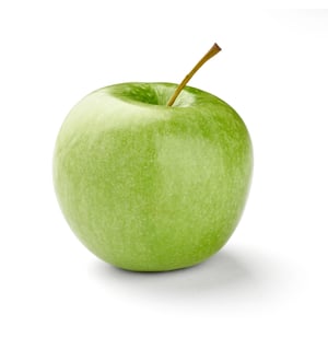 close up of  an apple on white background with clipping path